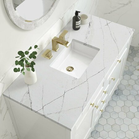 James Martin Vanities Chicago 48in Single Vanity, Glossy White w/ 3 CM Ethereal Noctis Top 305-V48-GW-3ENC